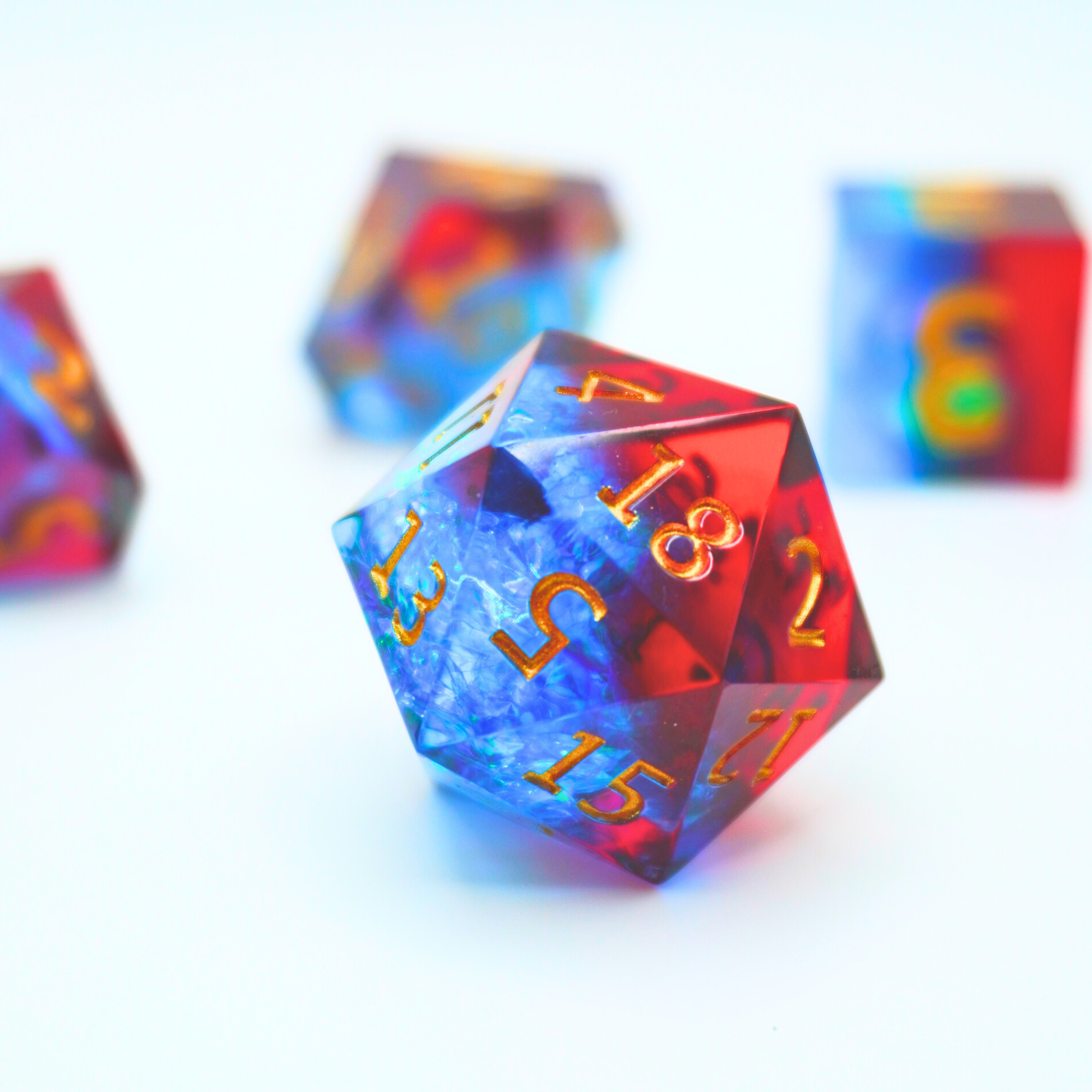 Sharp-edge dice from Dice Arcana — close-up detail shot