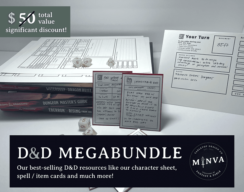 D&D Megabundle - Minva Tabletop Replaying Design Dungeons & Dragons Quest RPG