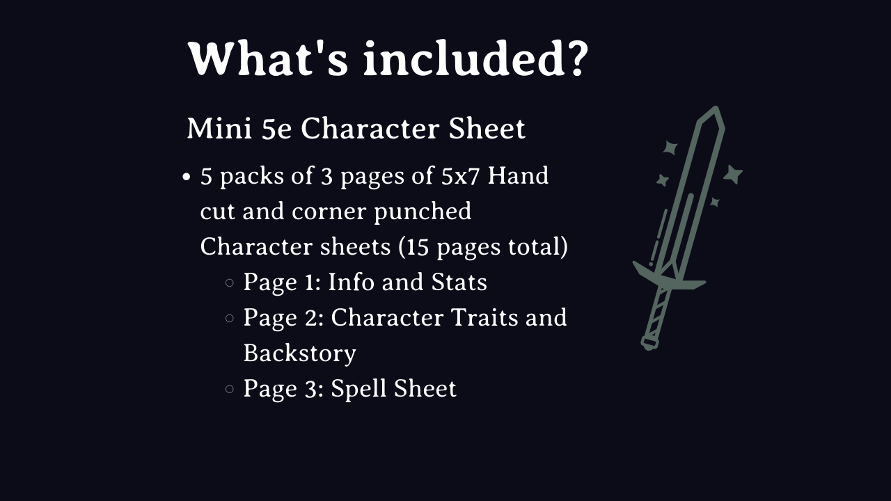 Mini 5e DnD Character Sheets 1