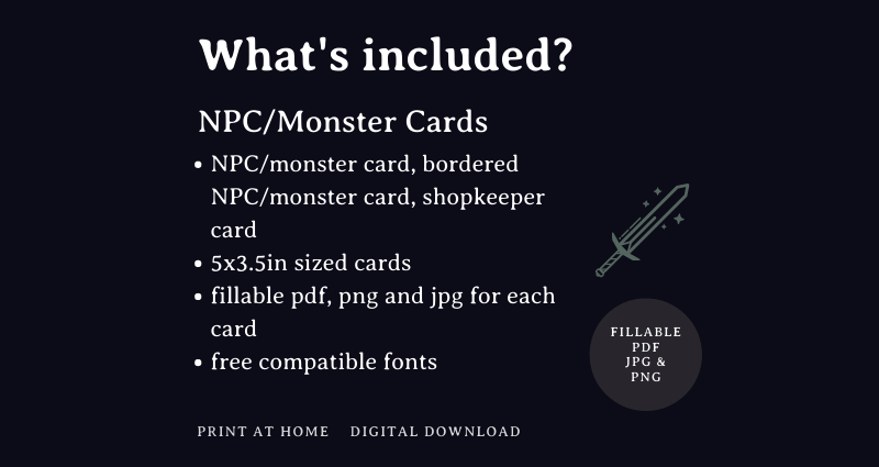 D&D NPC/Monster Cards 5