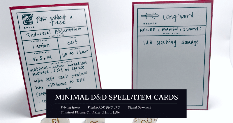 Minimal D&D Spell and Item Cards 0