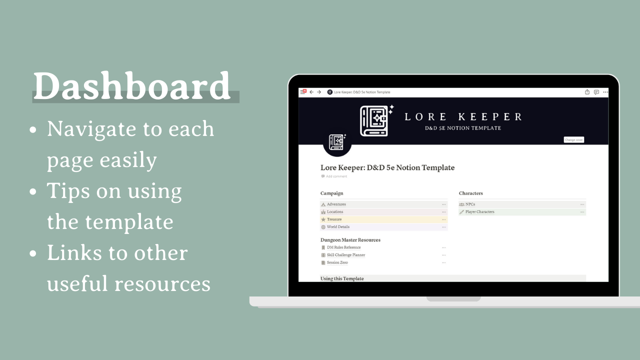 Lore Keeper 5e Notion Template 5